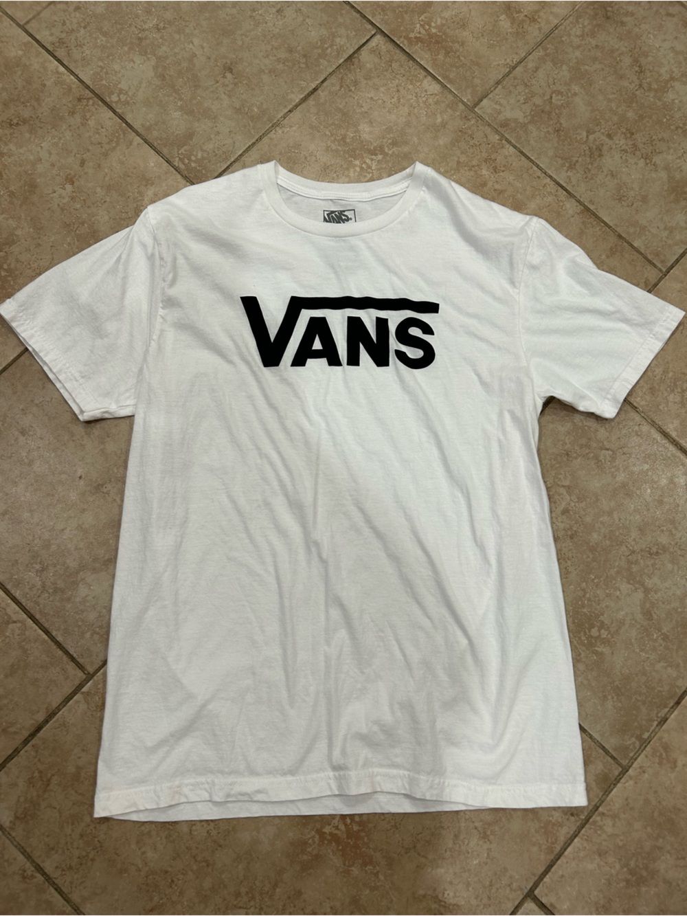 Vans White Short Sleeve T-Shirt with Black Logo